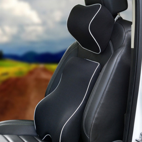 Cojín de apoyo lumbar y reposacabezas de espuma con memoria - Comodidad y alivio para la espalda