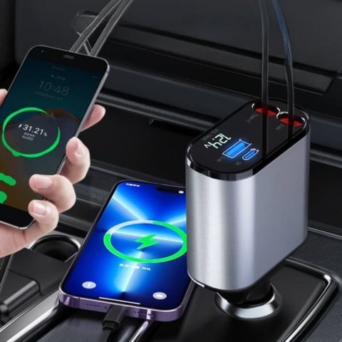 Încărcător Auto Rapid – Compatibilitate iPhone și USB-C