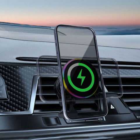 Car Phone Holder – Wireless Charging and LED Lighting