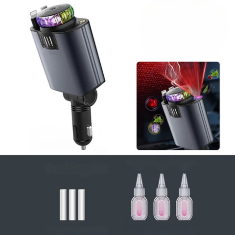 Cargador de Coche Multifuncional — Carga Rápida y Difusor de Aromas
