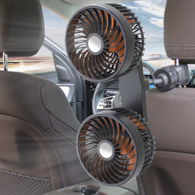 Ventilatore da auto a doppia testa — Ricaricabile e orientabile
