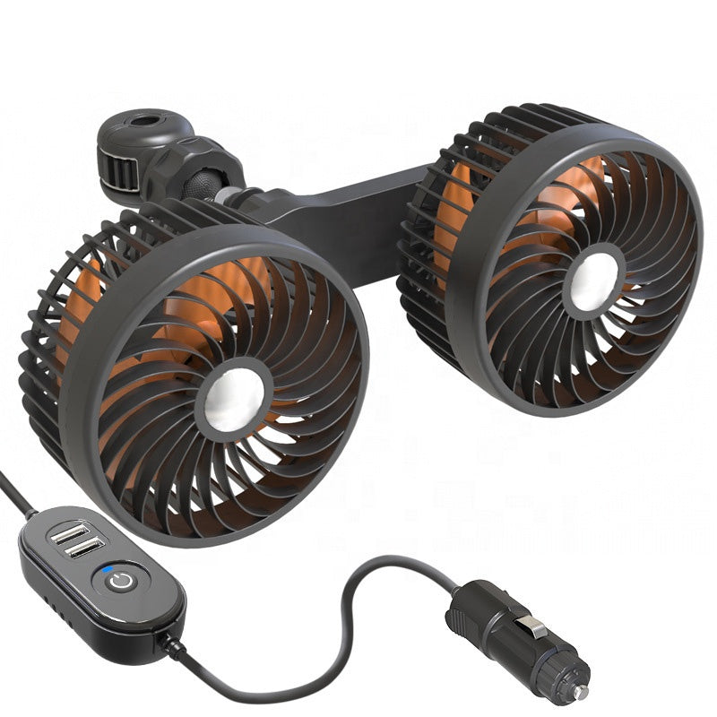 Ventilatore da auto a doppia testa — Ricaricabile e orientabile
