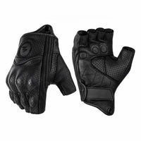 Rukavice na motorku s polovičními prsty z PU kůže – Retro biker styl & prodyšné léto 