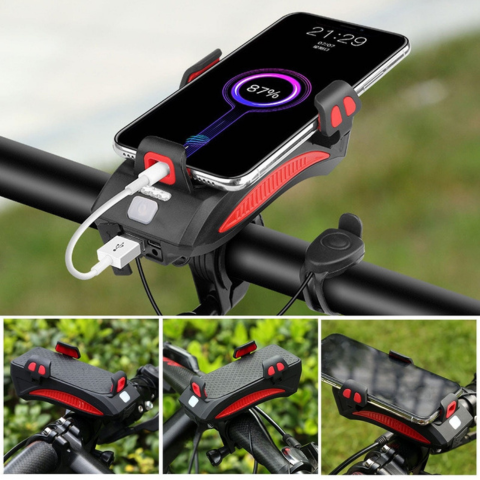 Lampe De Vélo Multifonction – Klaxon Et Support Téléphone