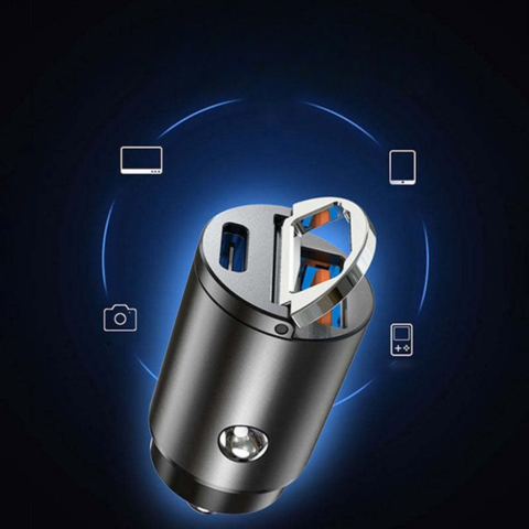 מתאם מטען רכב USB – שקע מצית קומפקטי 