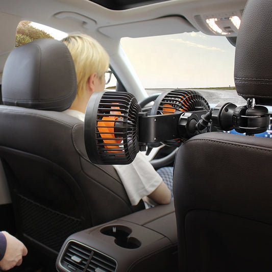 Ventilatore da auto a doppia testa — Ricaricabile e orientabile 