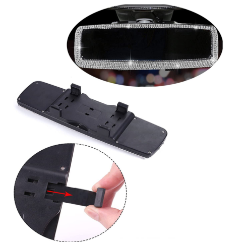 Universal Rhinestone Rearview Mirror — Quick Installation & Luxurious Effect 